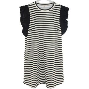 Jodifl Striped Dress Ruffle Flutter Sleeve Size M Black White
